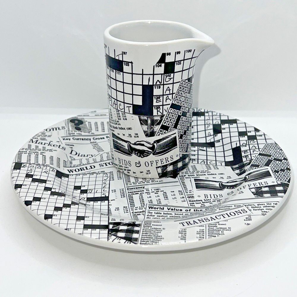 Unique Crossword‎ Puzzle Creamer and 8 Inch Plate The Square Nest 2003